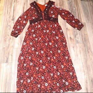 Nanette Lepore Floral Bohemian Maxi Dress Peasant Style Size 4.